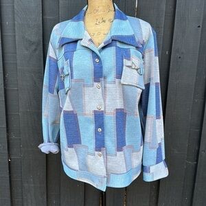 💙💙💙Vintage Roaman’s blue pint collar jacket shirt polyester 70’s